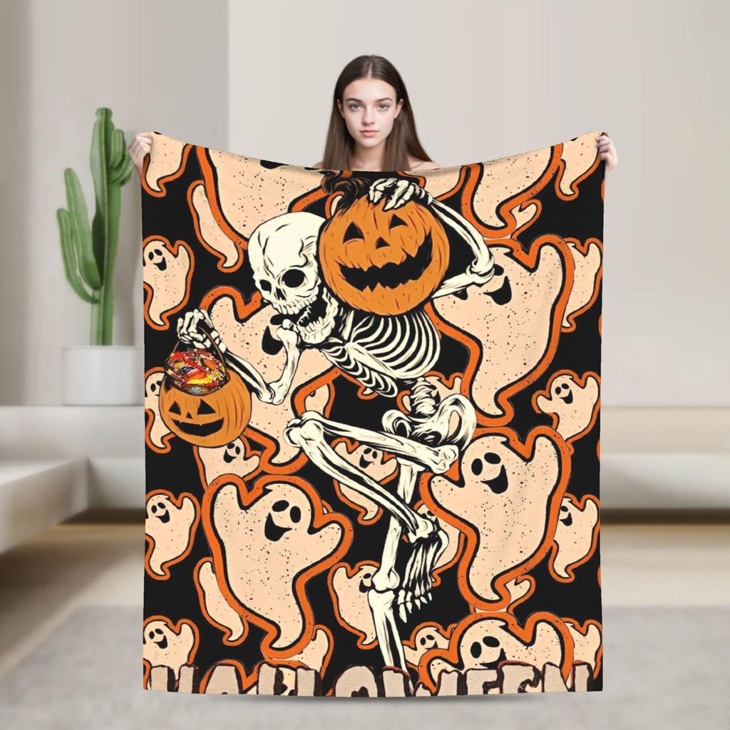 Halloween Theme Pattern  Flannel Blanket Spring  Super Soft Throw Blanket Home Decor Comfortable Bedspread Sofa Bed Cover