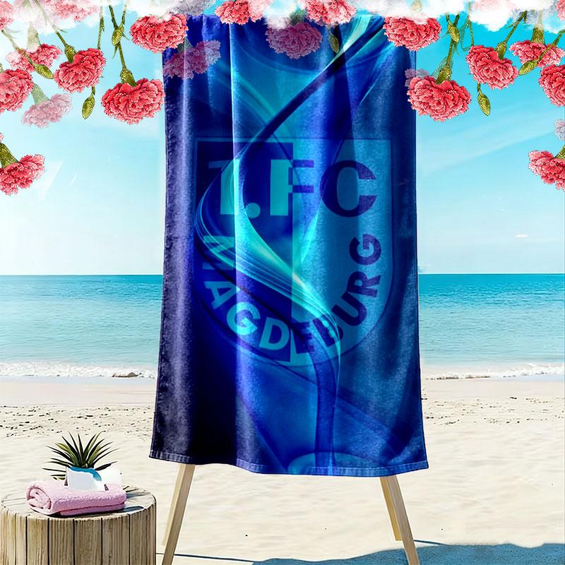 1. Пляжное полотенце с принтом FC Magdeburg, Большое мягкое быстросохнущее полотенце для пляжа, кемпинга, плавания