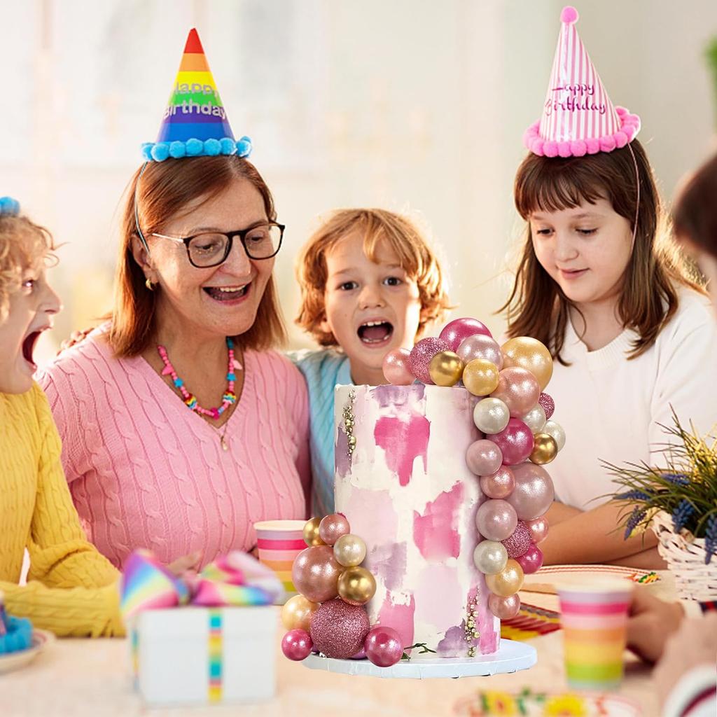 56 PCS Ball Cake Picks Colorful Ball Shaped Cake Topper Pearl Balls Cupcake Cake Insert Topper for Wedding Birthday Party