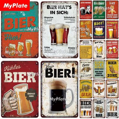 Ретро Напиток Bier Пиво Металлическая Вывеска Винтажная Табличка Оловянная Вывеска Пластина Настенный Декор Для Бара Клуба Человек Пещера Бар Тарелка Питьевой Плакат На Заказ
