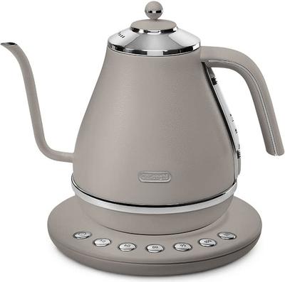 Электрический чайник для кофе De'Longhi Icona KBOE1230J-BG с регулировкой температуры, капельный механизм из нержавеющей стали, 1,0 л, одно нажатие, 5 настроек температуры, 20