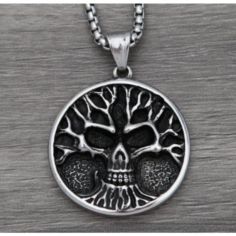 Мужские ретро-панк-готические украшения из нержавеющей стали «Древо жизни» с черепом Темный властный рок и;Ожерелье с подвеской Roll Party Biker