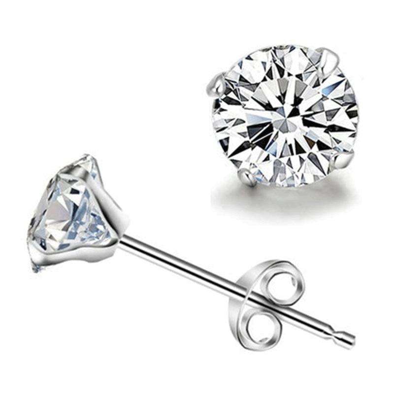 New 925 Silver Stud Earrings AAA Zircon High Quality For Women's Wedding Fine Jewelry Accessories Party Gift
