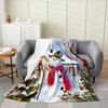 Winter Snowman Throw Blanket Cartoon Farmhouse Rustic Style Flannel Blanket for Kids Teens Adults Watercolor Pine Trees White
