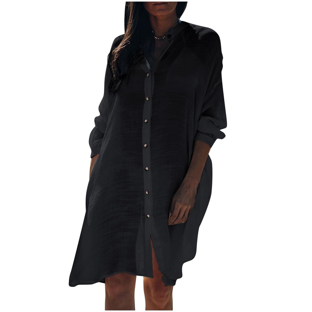 Женская однотонная рубашка, кардиган, пляжное пальто, бикини, купальник для отпуска, блузка, солнцезащитный крем