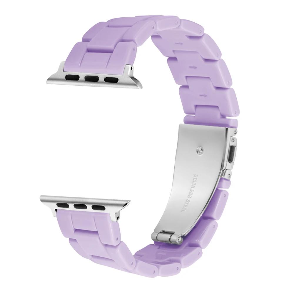 Candy Colored Resin Strap for Apple Watch 49mm 45mm 44mm 42mm 41mm 40 38mm Compatible with iWatch Series 10 9 8 7 se 6 5 3 Ultra