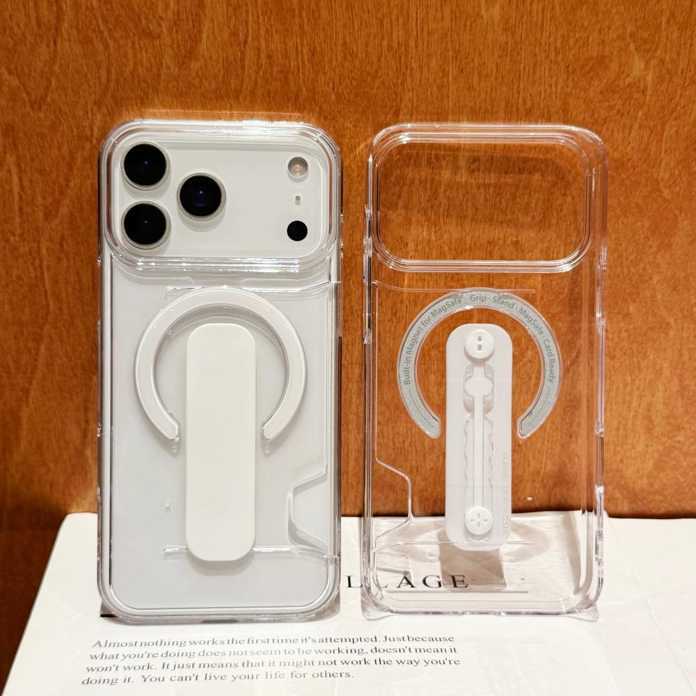 Card Holder Clear Bracket Magnetic Case For For Iphone 17 16 15 14 13 Pro Max For Charging Shockproof Acrylic Cover