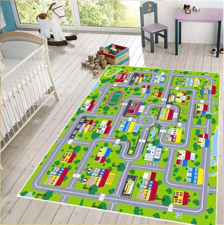 Игровой коврик с картой города для детской комнаты, красочный ковер с дорогами и треками, игрушечные машинки, интерактивный коврик для пола в игровую комнату, детская спальня для малышей