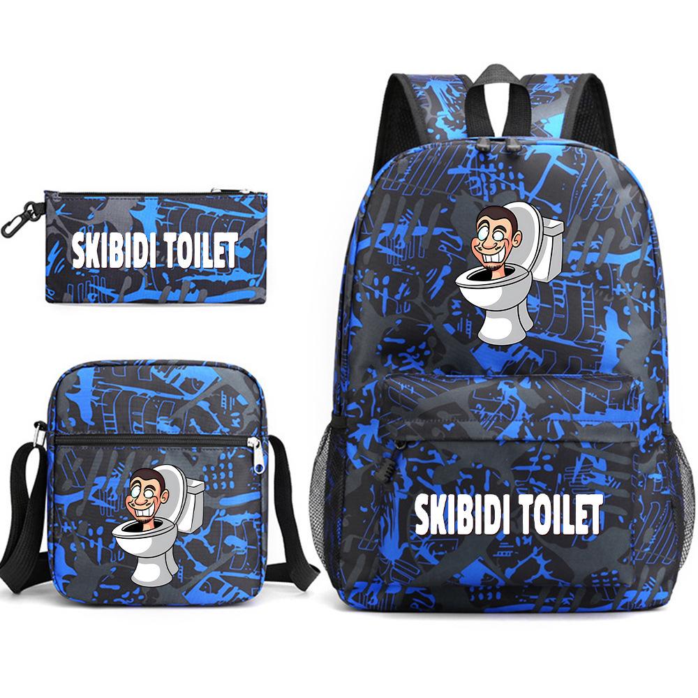Набор Skibidi Toilet из трех предметов для ученика начальной школы, ученика средней школы, школьная сумка, рюкзак большой емкости для путешествий