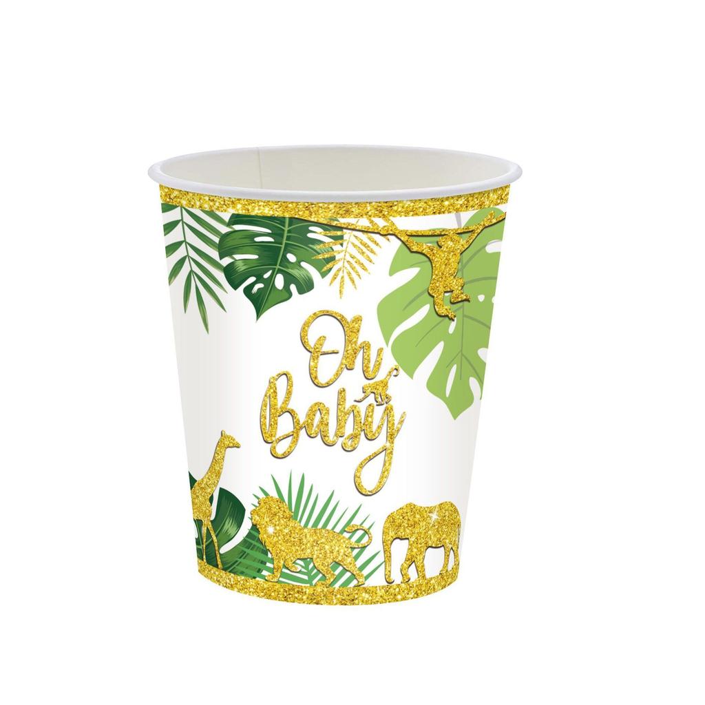 О, детские бумажные тарелки на тему джунглей, бумажные стаканы, скатерти, наборы декоративной посуды, реквизит для тематического оформления