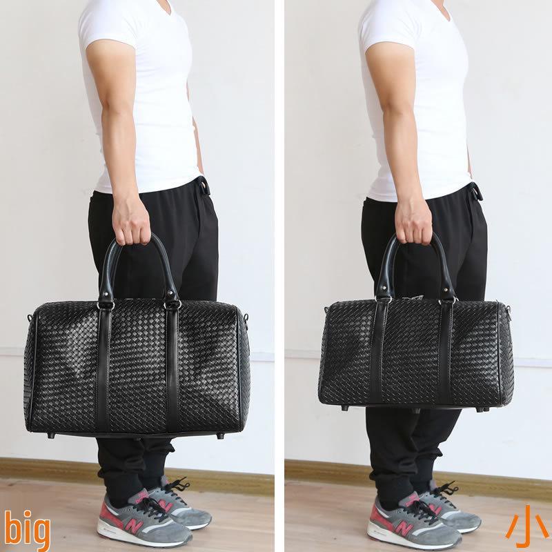 Black Woven Large Capacity Unisex Travel Shoulder Bag