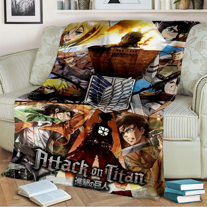 3D Cartoon Attack On Titan Blanket Flannel Blanket Throw Blanket Eren Jaeger Blanket Children's Blanket for Living Room Bed Gift