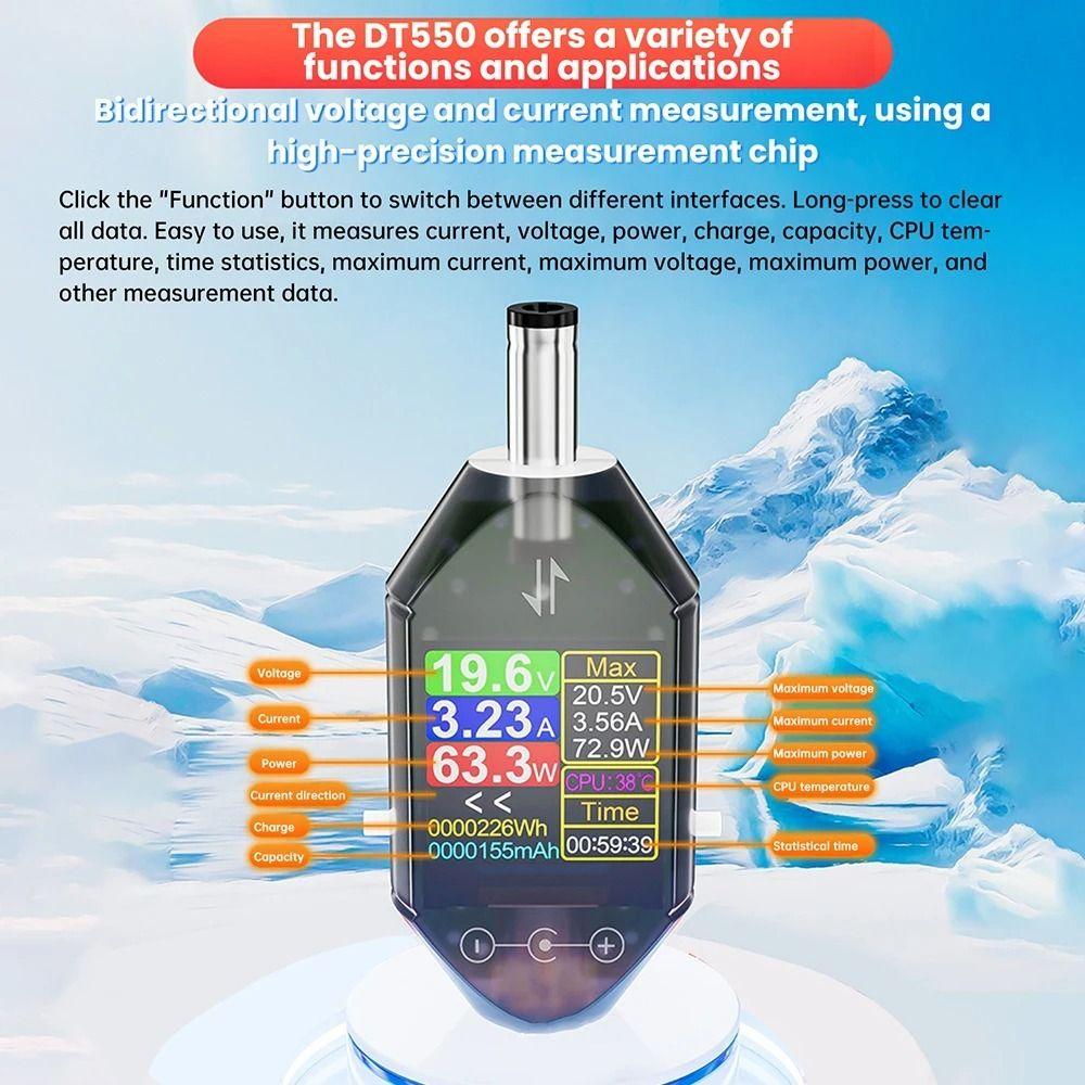 ABS DT550 DC Power Meter DC5.5*2.5 Barrel Port Power Consumption Monitor  DC Power Adapter Test
