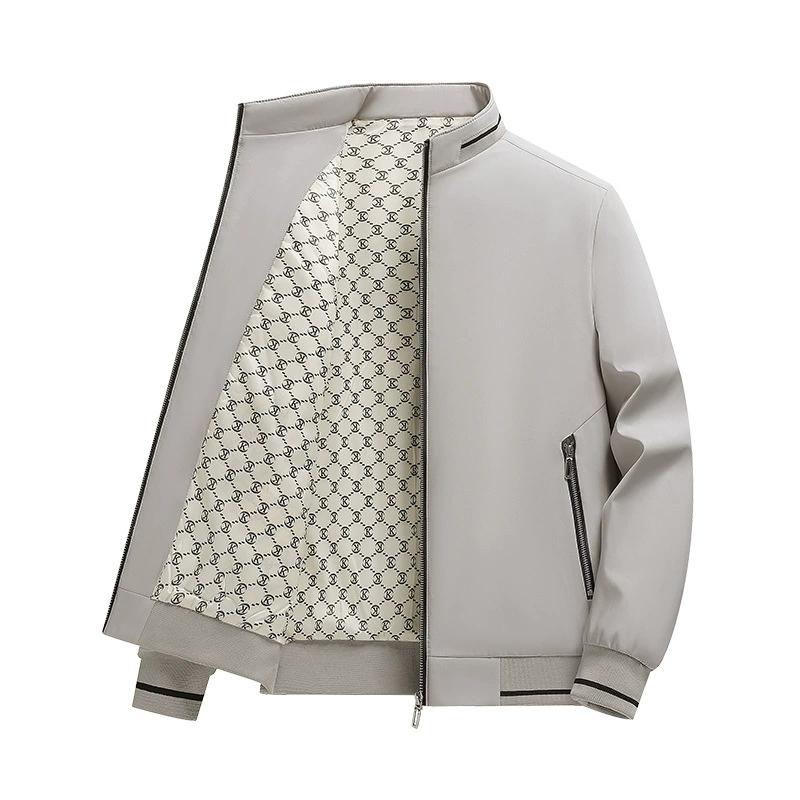 Мужская модная повседневная куртка с воротником-стойкой, однотонная, легкая деловая куртка в стиле минимализма