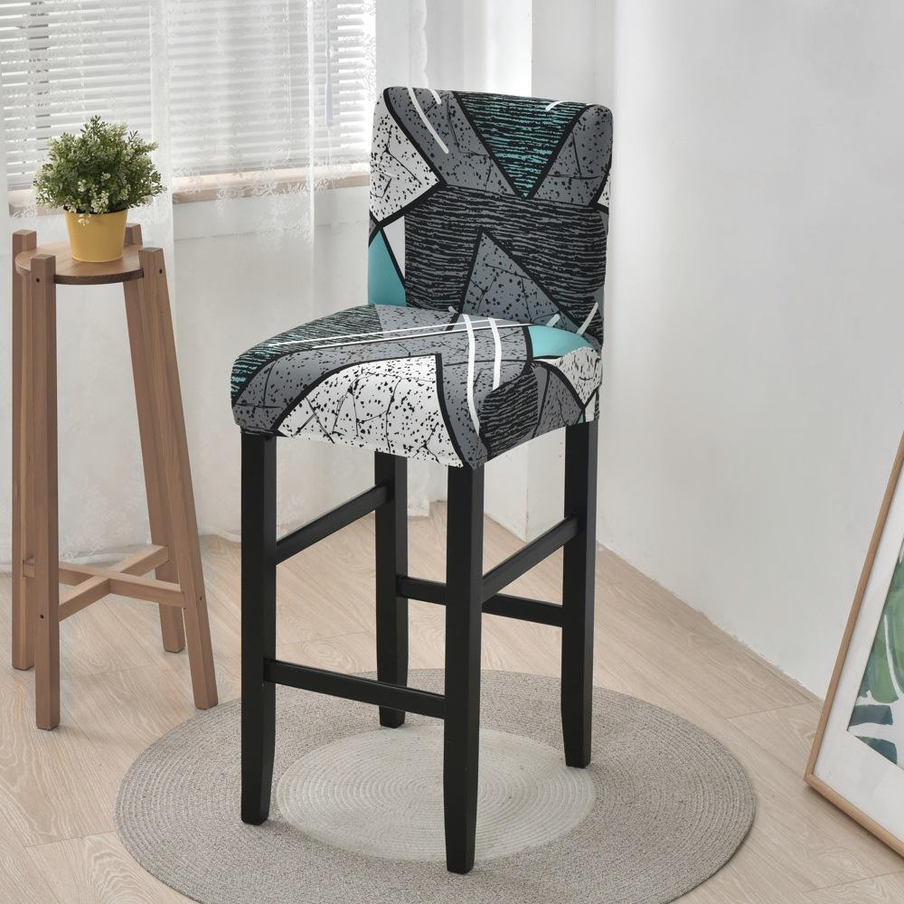 Elastic Printed Bar Stool Slipcover Soft Stretch High Chair Seat Cover Removable Washable Protector for Kitchen Home Decoration