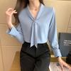 Spring and Autumn Tops Women's Shirt V-Neck Blouses Long Sleeve Shirts