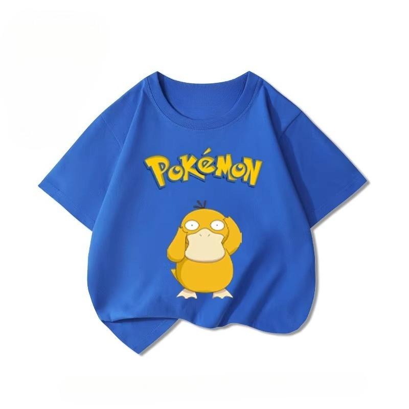 Potdemiel Summer New Pikachu Print Children's T-Shirt, Boys and Girls, Comfortable and Breathable Children's T-Shirt