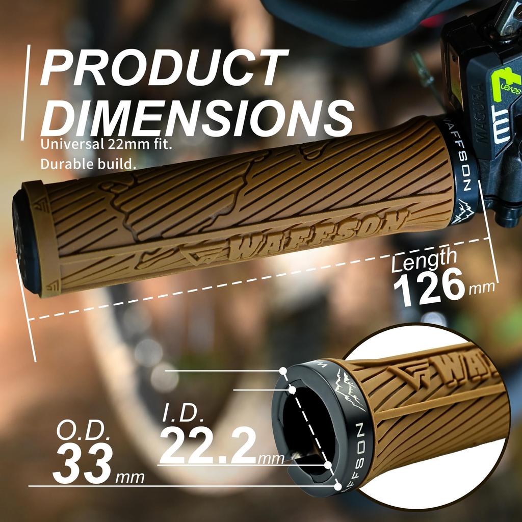 WFS World Map MTB Grips Single Clamp Ergonomic Mountain Bike Handlebar Grips Comfortable Vibration Damping for and Downhill Black and Gold Lock-On –