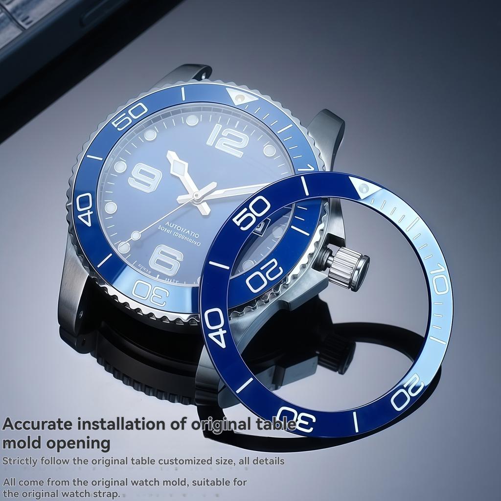 Для Longines HydroConquest L3.781 Замена керамической вставки безеля – Мужские часы 41 мм / 43 мм / 44 мм, Люминесцентные метки и шкалы