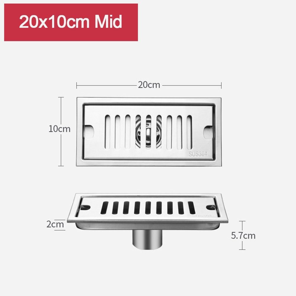 20-50cm Stainless Steel Shower Floor Drain with Strainer Cover Drain Filter Linear Floor Drain