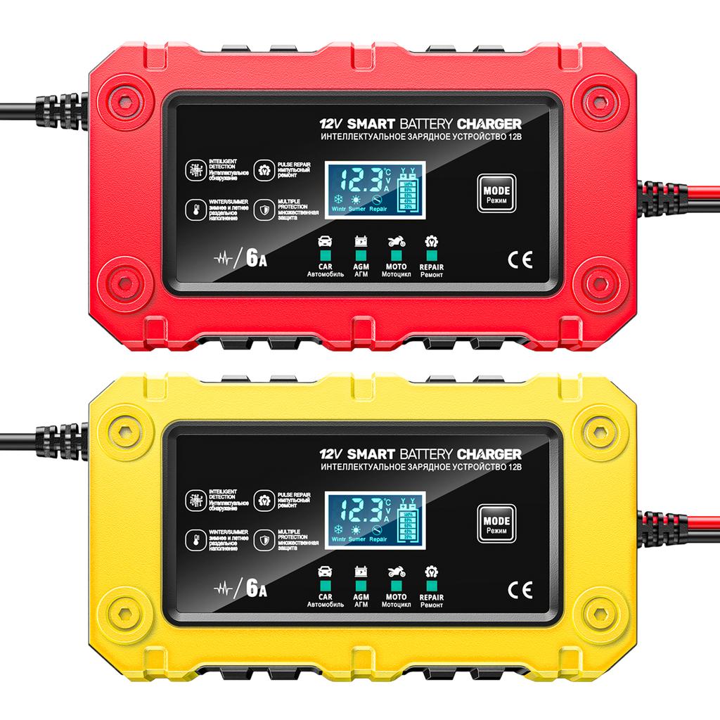 6A 12V Автомобильное зарядное устройство для аккумулятора, Поддерживающее зарядное устройство для Автомобилей, Мотоциклов, Свинцово-кислотных, AGM, GEL аккумуляторов