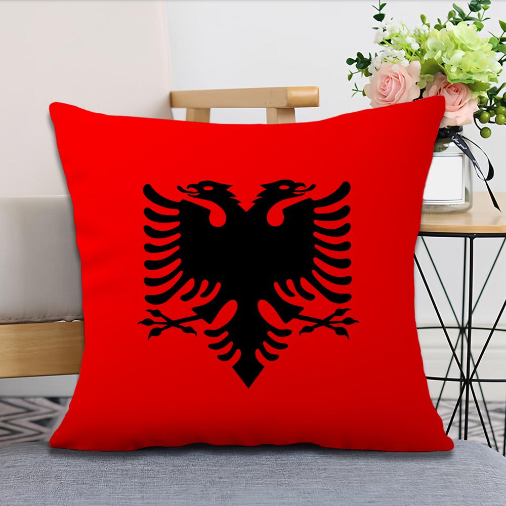 Albania Flag Art cushion cover Pillow Case Square Cushion Room Bedroom Headboard Sofa Living Backrest Nap Time