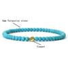 4mm Natural Turquoise Bracelet Single Loop Women Men Stacked Beaded Brass Blue Green Strings Accessories Friends Couple Gifts