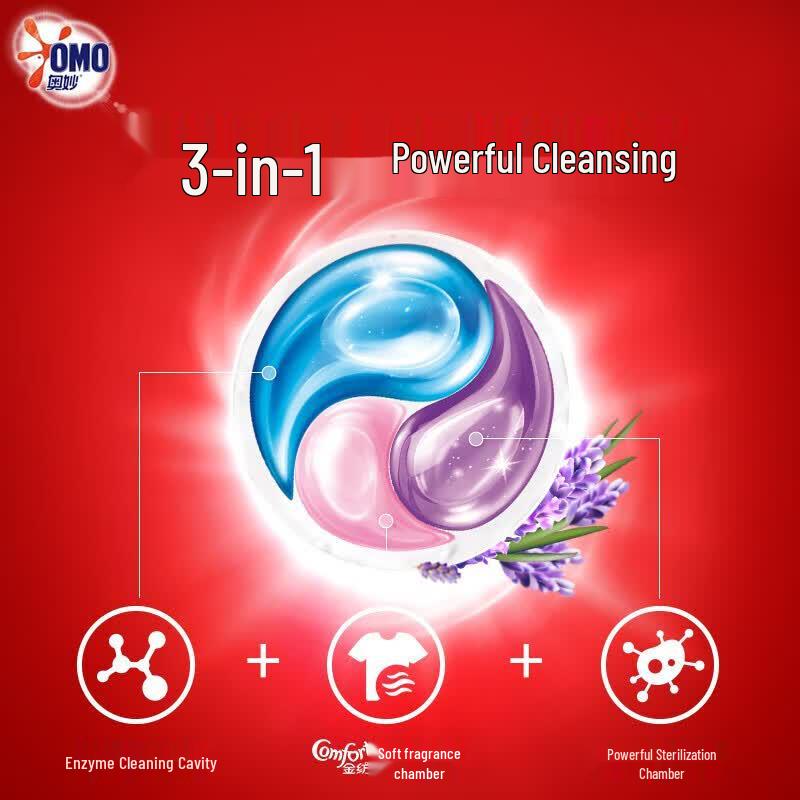 OMO 3-in-1 Laundry Pods - Stain Removal, Germ Kill & Fabric Softener