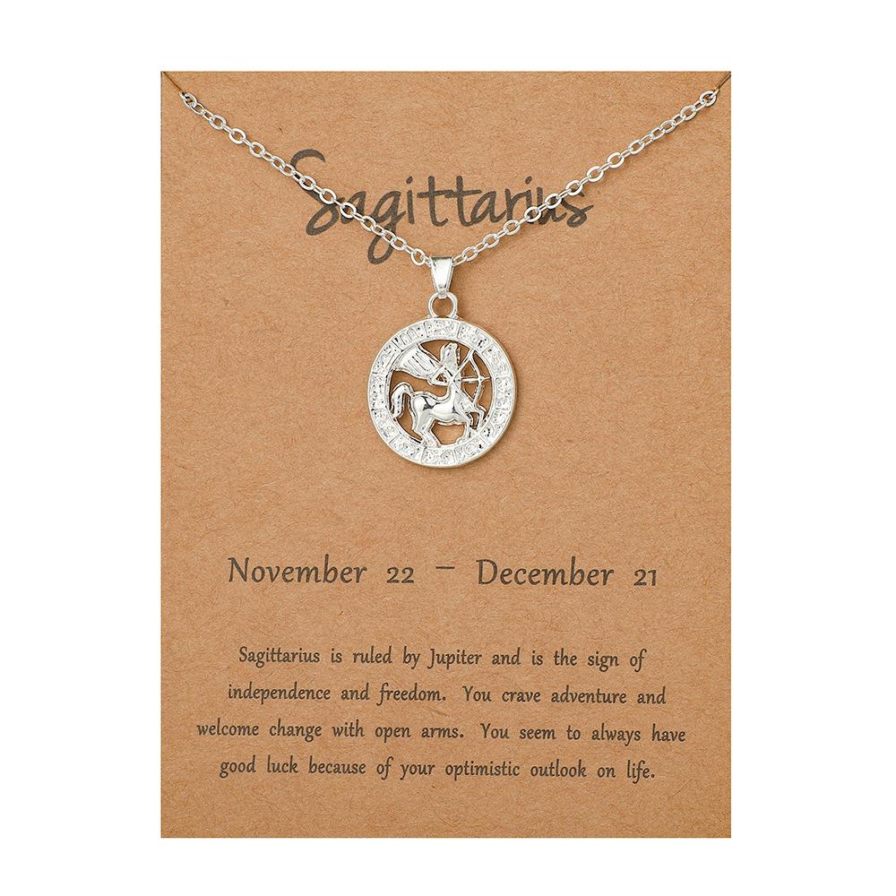 3D 12 Созвездие Ожерелье Подвеска Ювелирные Изделия, Подарок с Открыткой