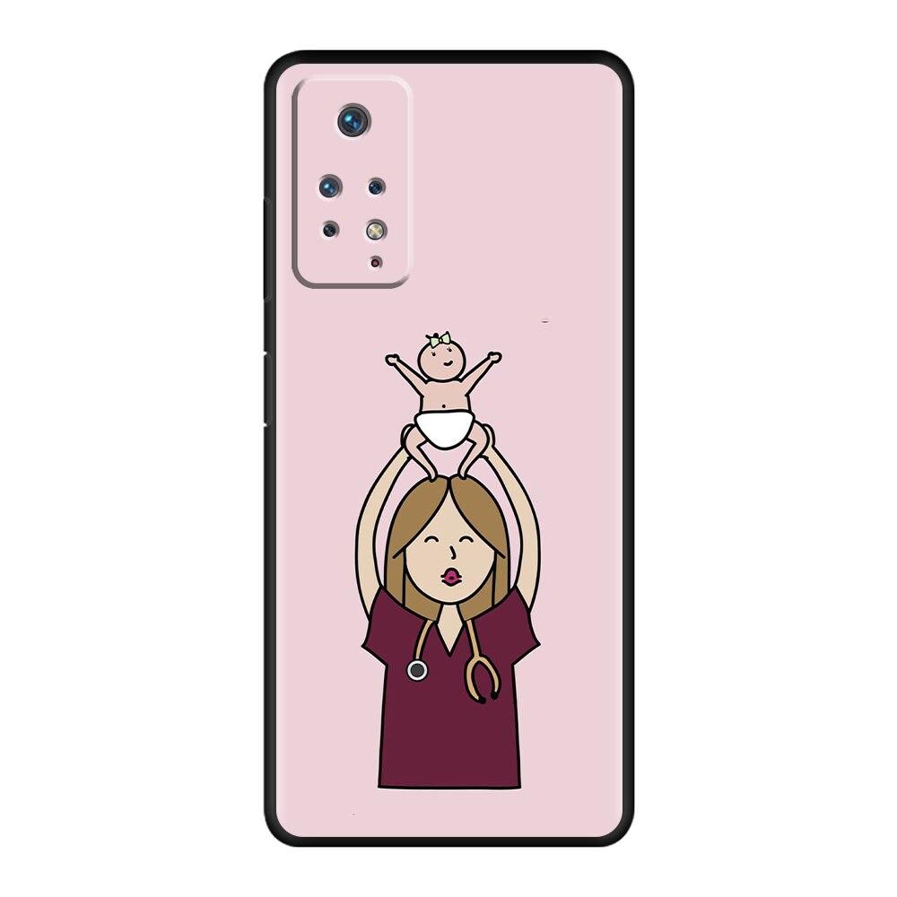 Для Redmi Note 9A 11 Pro K40 9T 7 10 8 9S 9 9C 8T K40S 10C черный стильный телефон Funda Nurse Medical Medicine