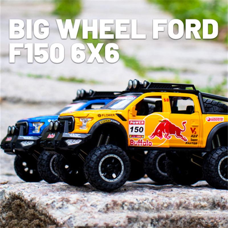 Масштаб 1/28 Ford Raptor F150, литая под давлением модель автомобиля, игрушечный автомобиль с откатным механизмом, звуком и светом для детей, коллекция подарков для мальчиков и девочек