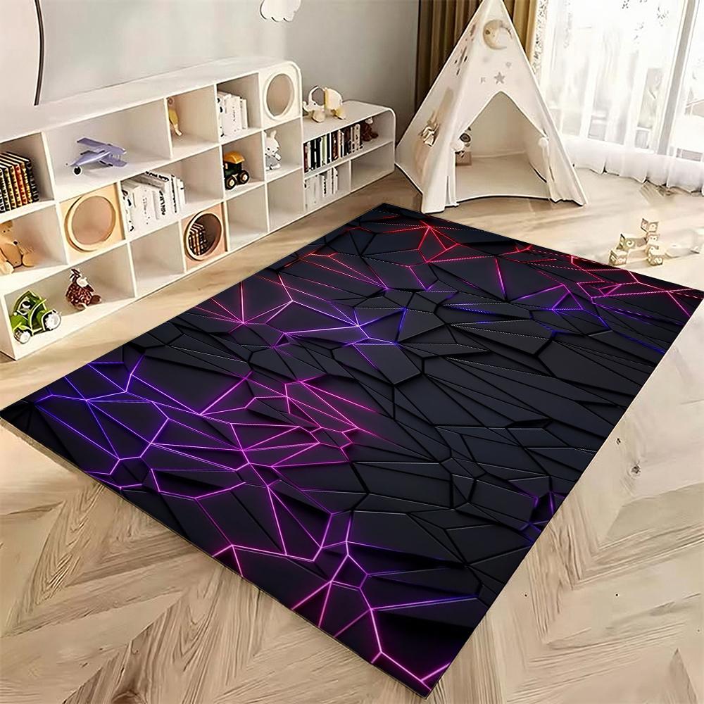 Neon Geometry Indoor Rug Durable Stainresistant Easyclean Carpet For Bedroom Kitchen Bathroom Home Decor Birthday Gift