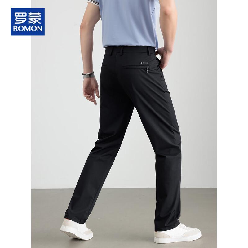 ROMON Men's Straight-Leg Ice Silk Casual Business Pants