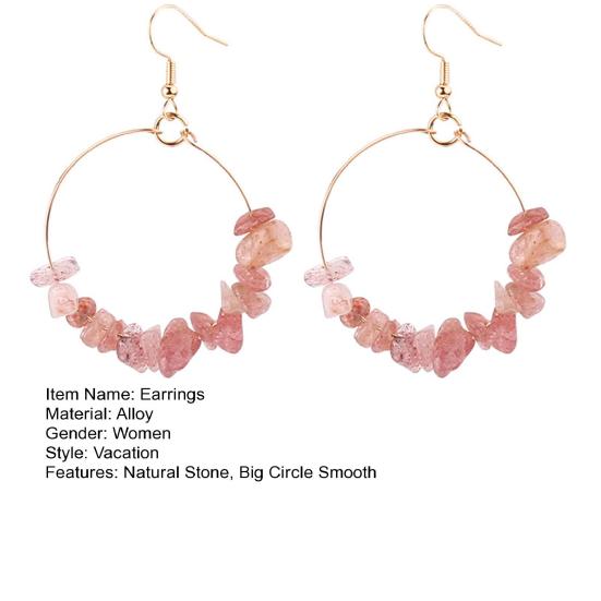 1 пара женских серег с крючком, нерегулярные большие серьги из натурального камня с гальваническим покрытием, круглые украшения для ушей, ювелирные изделия