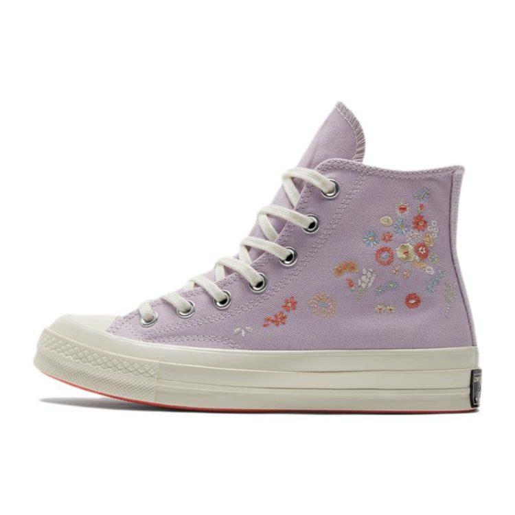 Кеды Chuck 70 Wmns Converse High 'Вышитый цветочный принт - Бледный аметист' Женские A01584C