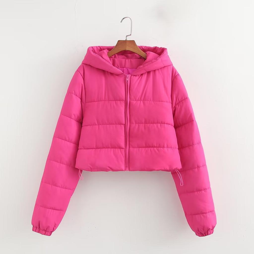 Повседневное хлопковое пальто с капюшоном и воротником, женское, с длинным рукавом, толстое, теплое, короткое, стеганое, осенне-зимнее, женское уличное пальто, парки
