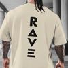 Back Print Vertical Geometric Rave Letter Graphic Tshirt Minimalist Black Soft Cotton Short Sleeve Unisex Casual Daily Tee