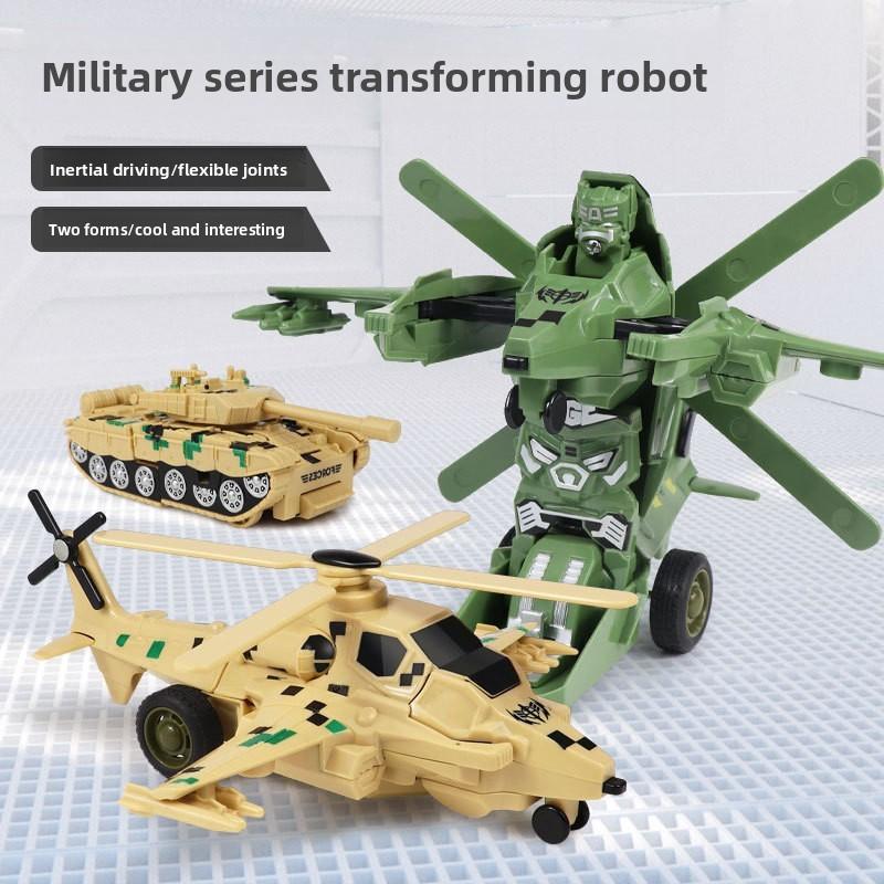 Kids Deformable Airplane Army Vehicle Toy Model For Creative Play And Learning