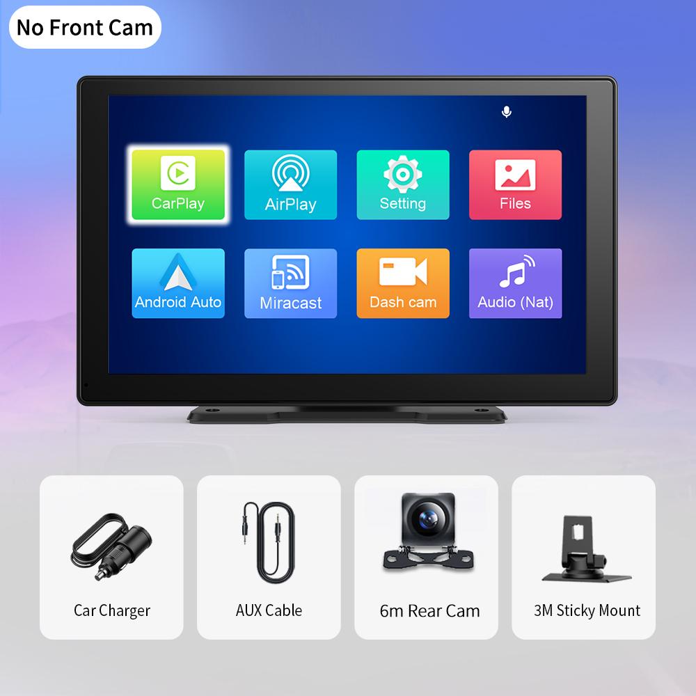 Imagebon 9" 4K Dashcam Wireless CarPlay & Android Auto Car DVR GPS Navigation Night Vision Dual Lens WiFi AUX FM
