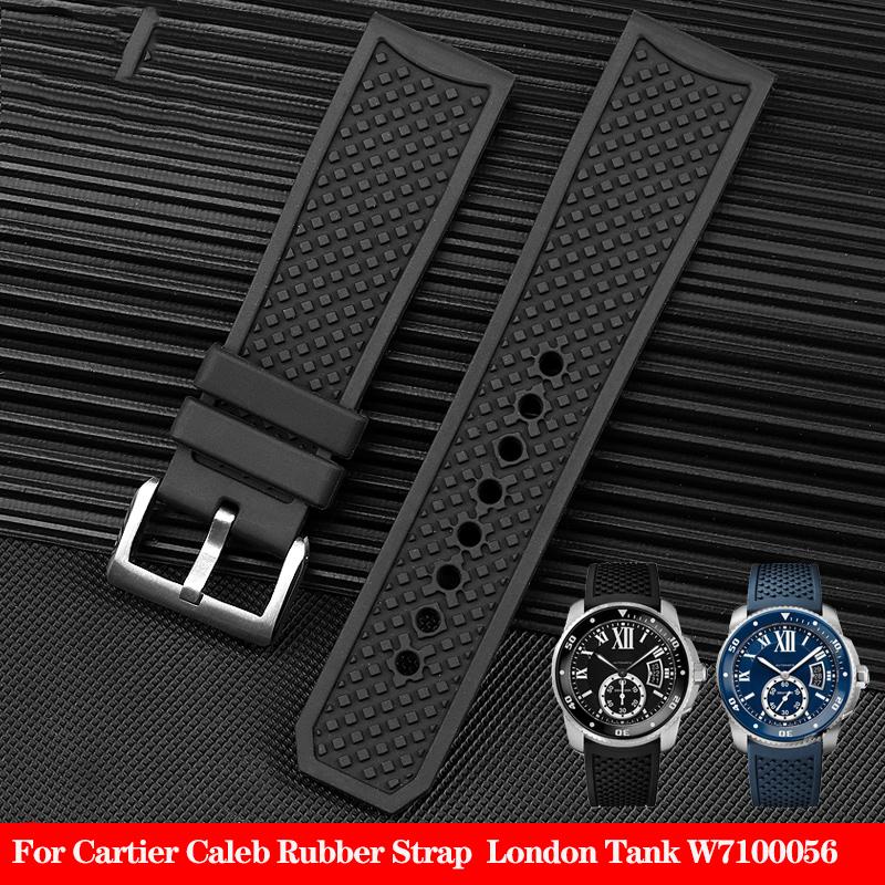 Высококачественный резиновый ремешок для часов Cartier CALIBRE London Tank W7100056 W7100055 WGCA0010 WSCA0006 WSCA ремешок для часов Citizen 23 мм