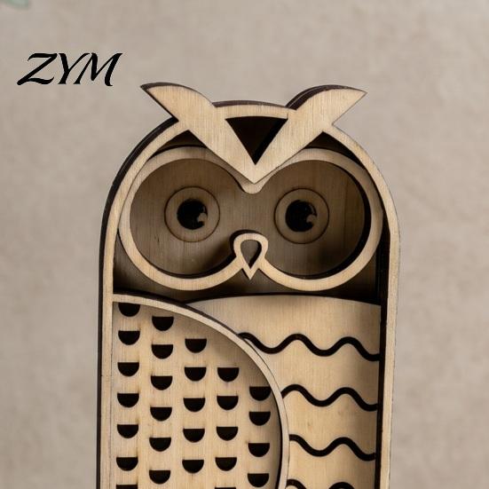 Hollow Carved Wood Art Crafts Multi Layer Wooden Owl Figurine, 3D Layered Crafts, Creative Exquisite for Living Room Carving Animal Ornaments
