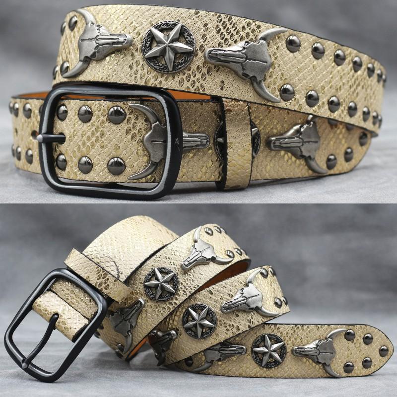 Punk Belt Men Women Rivet Decor PU Leather Waistband Casual Versatile