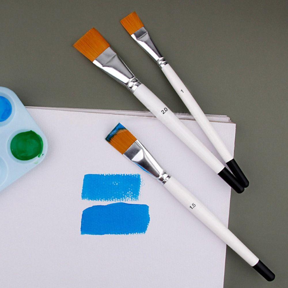 3PCS/Set Big Flat Head Painting Watercolor Brush Nylon Hair Acrylic Painting Brushes  Students