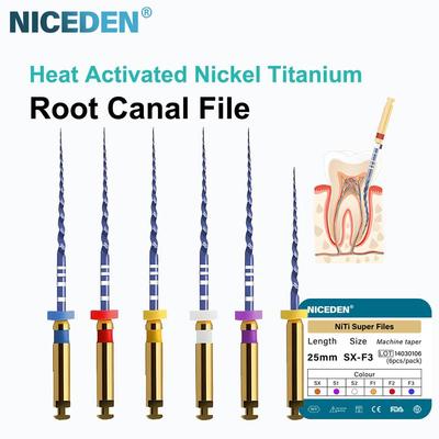 6 шт. стоматологический эндодонтический файл-двигатель, инструмент для корневого канала NiTi, конические стоматологические гибкие инструменты