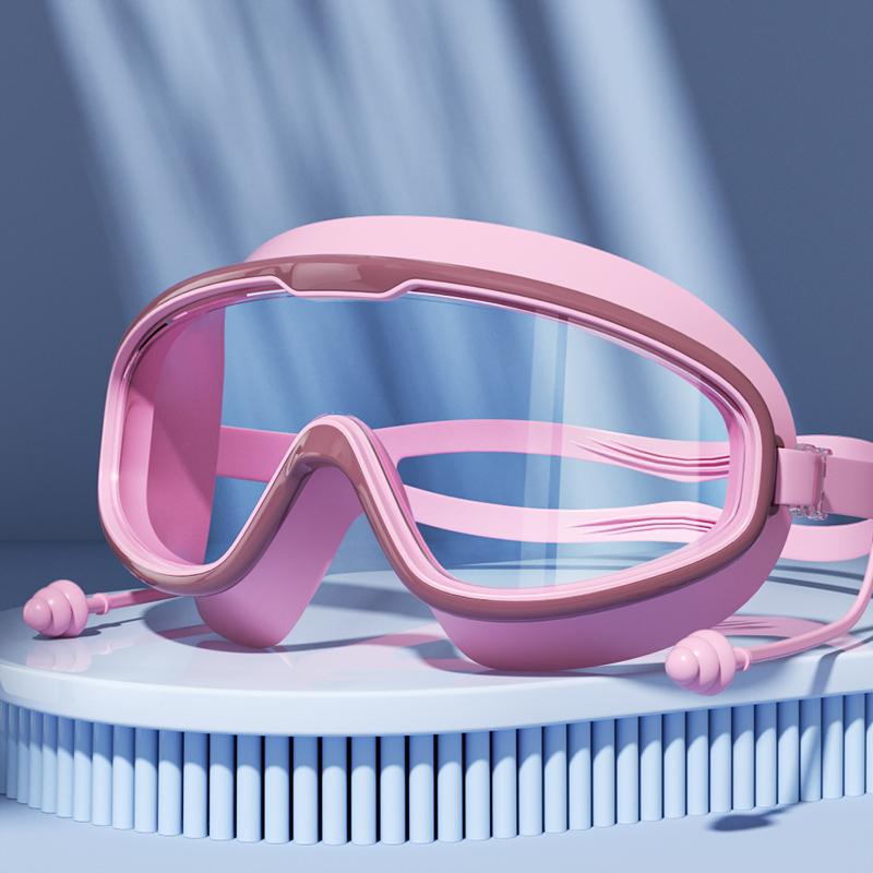 Очки для плавания с большой оправой HD-линзой и противотуманными водонепроницаемыми очками для плавания для взрослых, душа, бассейна, для мужчин и женщин