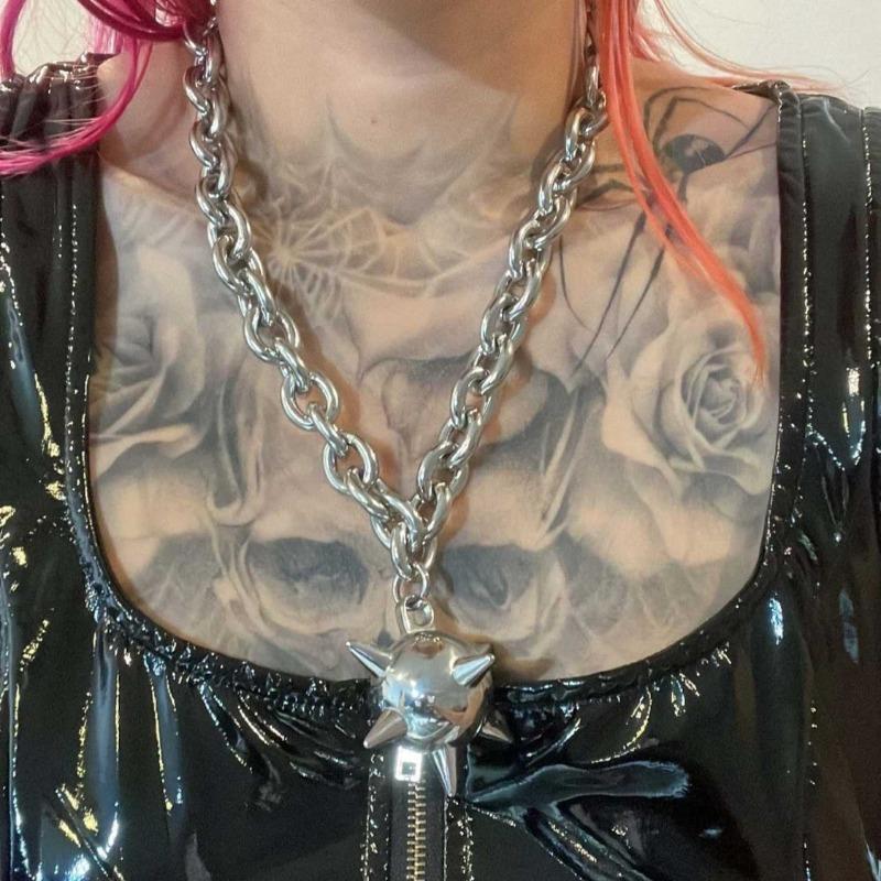 Готическая Punk-стиль Заклепка Шип-образный Шарик Подвеска Ожерелье для Мужчин Женщин Хип-хоп Рок Y2k Эстетика Ювелирные Изделия Аксессуары Подарки