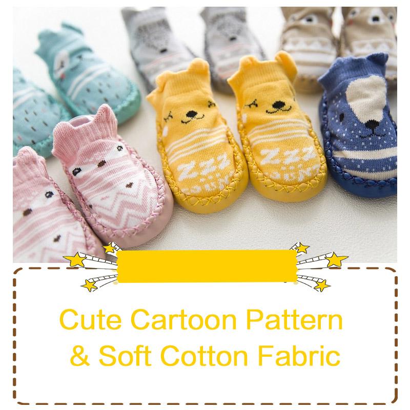Детские носки с резиновой подошвой в горошек, противоскользящая мягкая подошва, милые носки-тапочки с героями мультфильмов для детей и младенцев