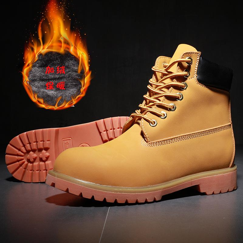 Martin boots men's rhubarb winter velvet men's boots medium help British tooling high-top men's shoes snow warm cotton shoes large size