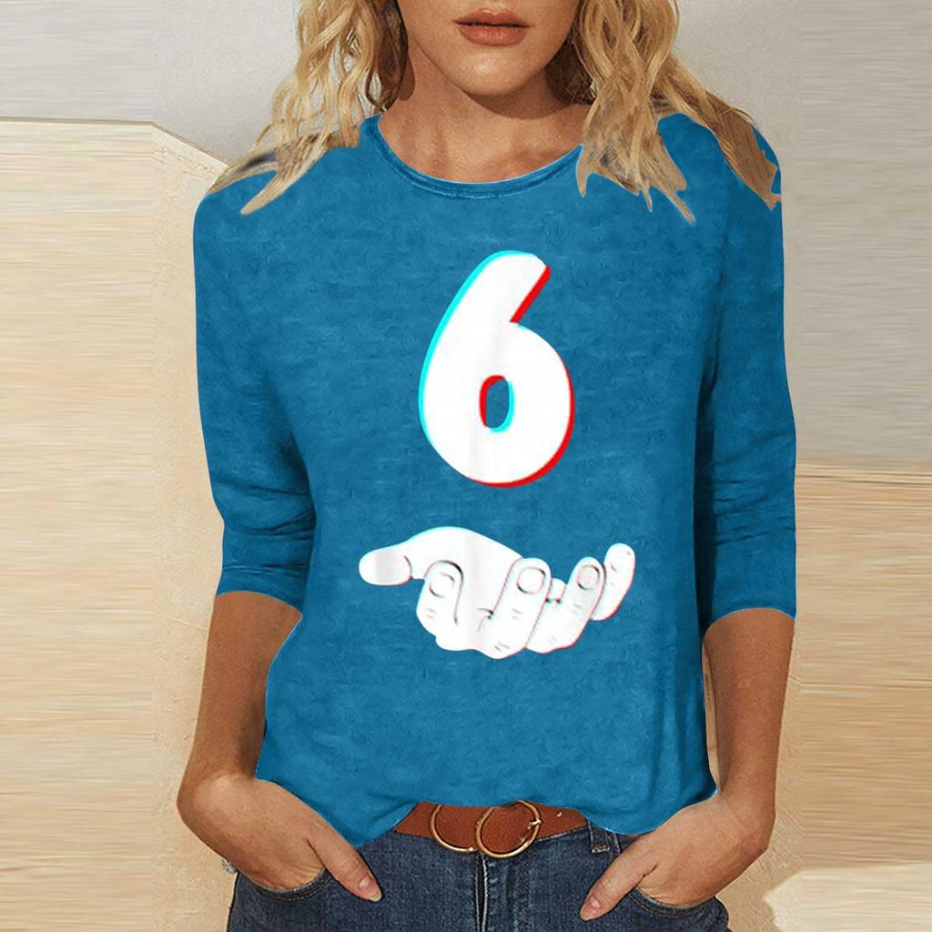 Women's Casual, Stylish, Sexy, Comfortable Round Neck Three-Quarter Sleeve Top