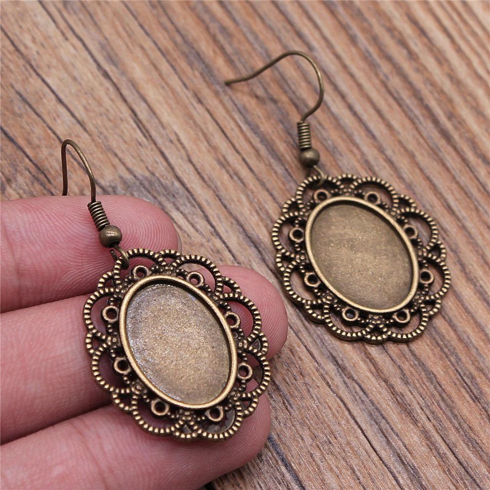 Oval Ear Hook Glass Cabochon Base Setting Tray Drop & Dangle Earring Women's Jewellery Party Boho Findings & Components